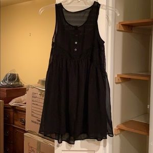 Black Slip with Lacy Sheer Dress